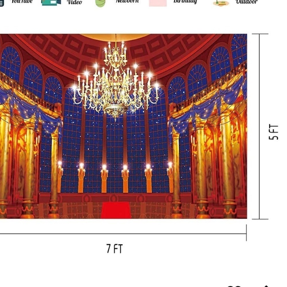 Ballroom Backdrop for Photography Beast's Palace Background Princess Belle - Picture 3 of 3